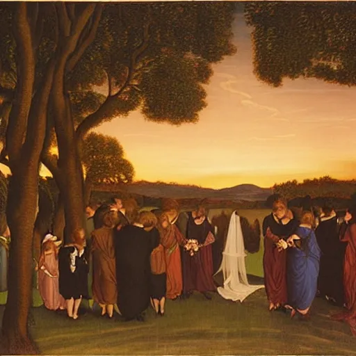 Image similar to Wedding at Dusk, art by Evelyn De Morgan