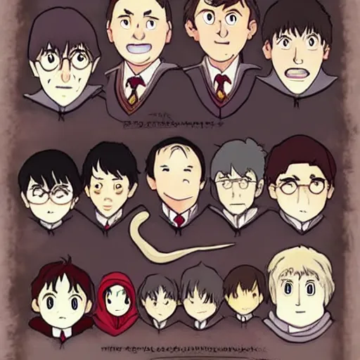 Image similar to harry potter in the style of studio ghibli