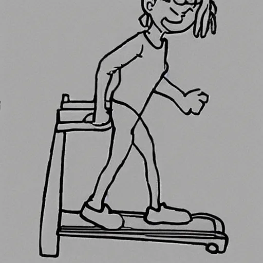 frontback drawing of man on treadmill illustration