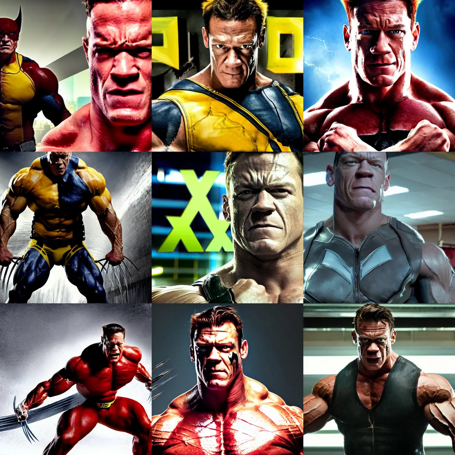 Prompt: John cena as wolverine from the x men movie scene hd 8k