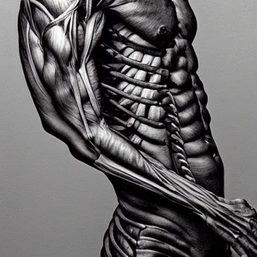 Prompt: beutiful cyborg rib cage dimantled, hyper realism, artstaition