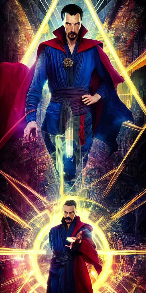 Image similar to cyberpunk, dr strange, photograph, cinematic,