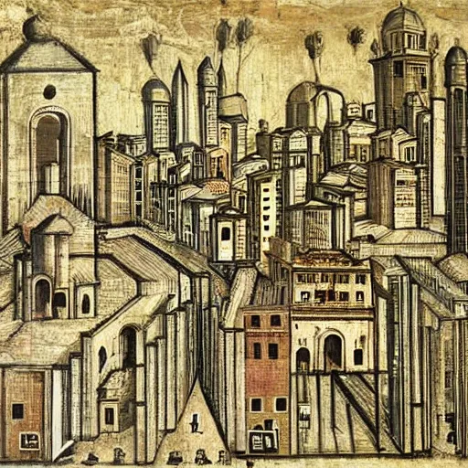 Prompt: modern city by duccio di buoninsegna