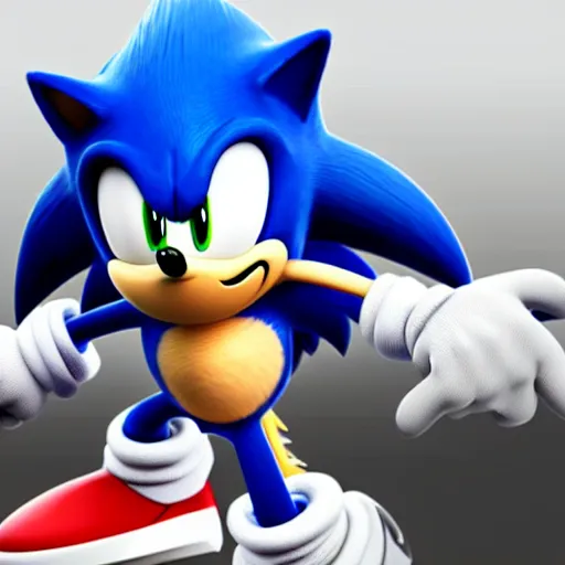 Image similar to 3 d render of sonic, realistic, 8 k, unreal engine