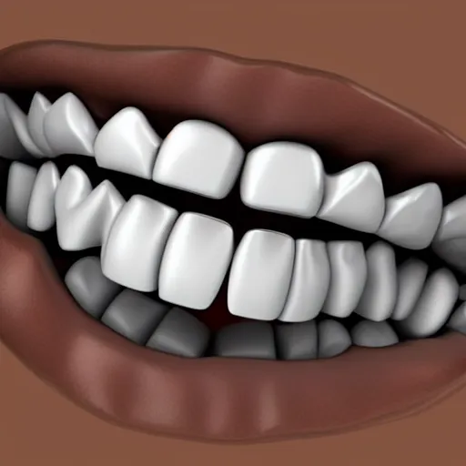 Image similar to poorly rendered 3 d set of teeth