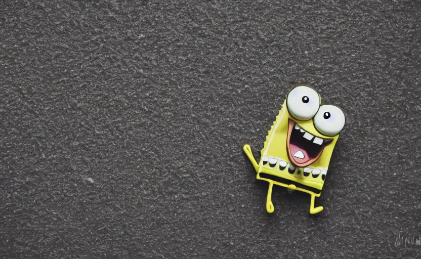 Image similar to SpongeBob, bikini bottom, photo quality, trending on art station, blur, unfocus, monochrome, 35mm