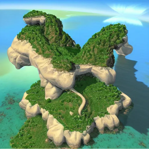 Image similar to a computer generated image of an island in the sky, a screenshot by miyamoto, polycount, dau - al - set, ps 1 graphics, xbox 3 6 0 graphics, prerendered graphics