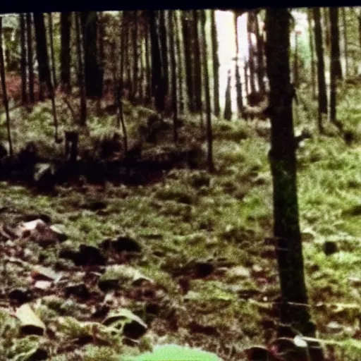 Image similar to A screen capture of found footage video left behind by missing hiker in 1986