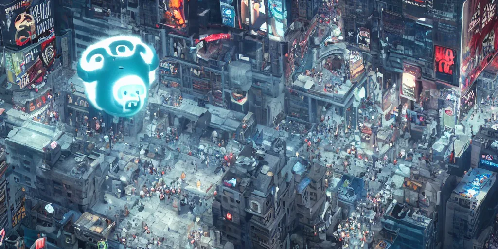 Image similar to isaac from the binding of isaac : rebirth in the middle of times square, pov, taken by a bystander realistic 4 k octane beautifully detailed render, 4 k post - processing, highly detailed, intricate complexity, epic composition, magical atmosphere, cinematic lighting, masterpiece, ultra hd