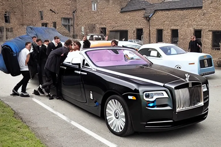 Image similar to stoned teenagers decided to drown Rolls-Royce