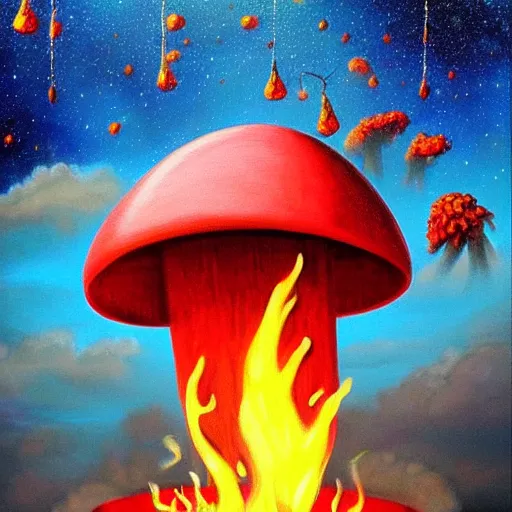 Image similar to ❤🔥🍄🌪, trending on art station, in the sky, highly realistic surrealist art