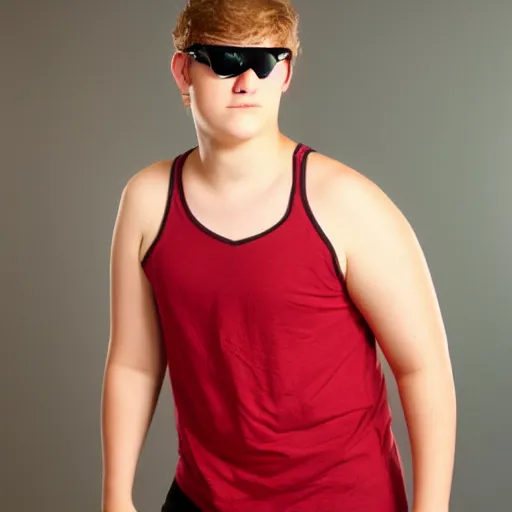 Prompt: portrait of a curvy teenage boy around 2 0 yo. tanktop, sunglasses.