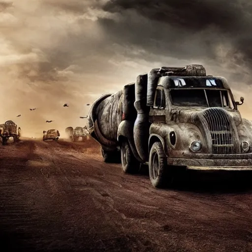 Image similar to rhinoceros truck in the style of mad max, cinematic composition, intricate photorealism, high detail, many exotic high end features