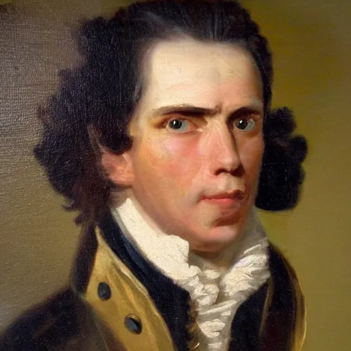 Image similar to An 18th century oil painting of Jerma985, portrait of Jerma985, grainy, realistic, very realistic, hyperrealistic, highly detailed, very detailed, extremely detailed, very neat, very epic, very cool, detailed, trending on artstation