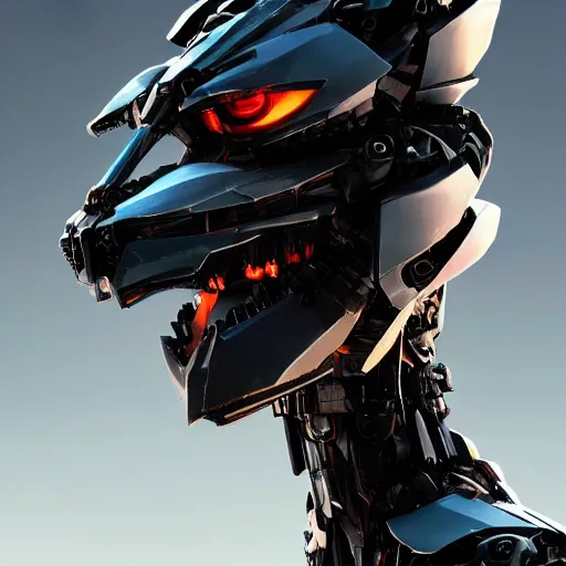 Image similar to a highly detailed close-up bust, of an awe-inspiring beautiful cute anthropomorphic robotic mecha female dragon, with smooth and streamlined armor, standing and posing elegantly in front of the camera, well detailed head with LED eyes, sharp sleek design, two arms, digital art, artstation, DeviantArt, professional, octane render, sunset lighting