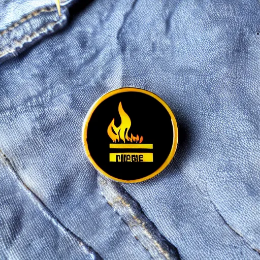 Image similar to retro minimalistic clean fire warning enamel pin