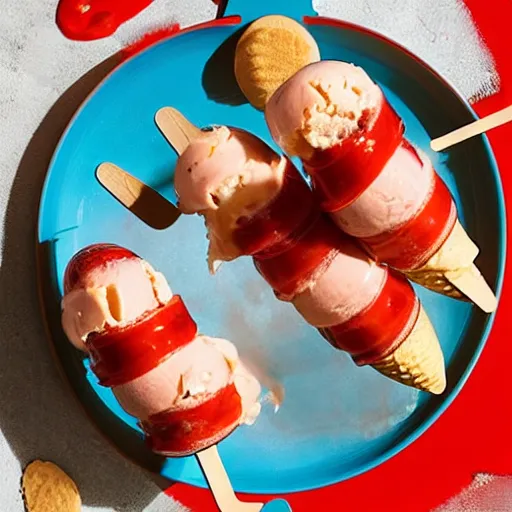 Image similar to sausage flavoured ice cream, culinary food magazine photo