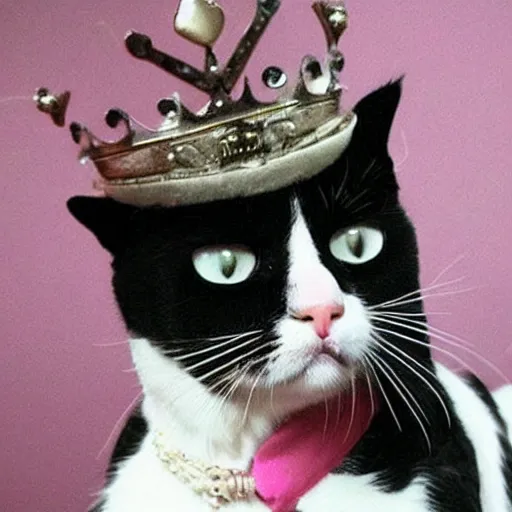 Prompt: a cat dressed up as queen elizabeth