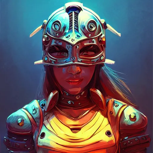 Image similar to cyberpunk viking helmet mask warrior goddess robot ninja fantasy, art gta 5 cover, official fanart behance hd artstation by jesper ejsing, by rhads, makoto shinkai and lois van baarle, ilya kuvshinov, ossdraws