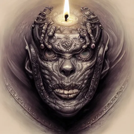 Image similar to low angle shot of a candle by clive barker, intricate, elegant, highly detailed, centered, digital painting, artstation, concept art, smooth, sharp focus, illustration, artgerm, Tomasz Alen Kopera, Peter Mohrbacher donato giancola, Joseph Christian Leyendecker, WLOP, Boris Vallejo.