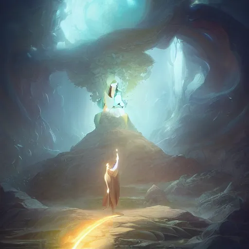Image similar to reaching enlightenment, highly detailed, digital painting, artstation, sharp focus, smooth, concept art, illustration, art by peter mohrbacher and emmanuel shiu and martin johnson heade and bastien lecouffe - deharme