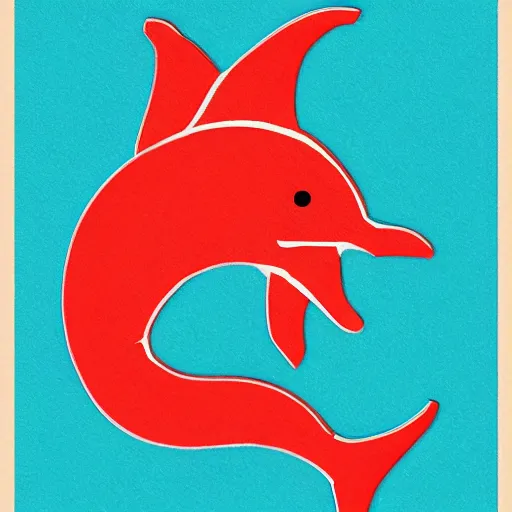 Image similar to stylized dolphin swimming in a stylized ocean