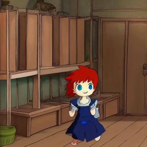 Prompt: ponyo in the backrooms