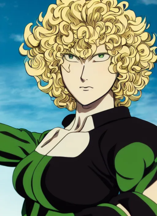 Image similar to A full portrait photo of tatsumaki one punch man, f/22, 35mm, 2700K, lighting, perfect faces, award winning photography.