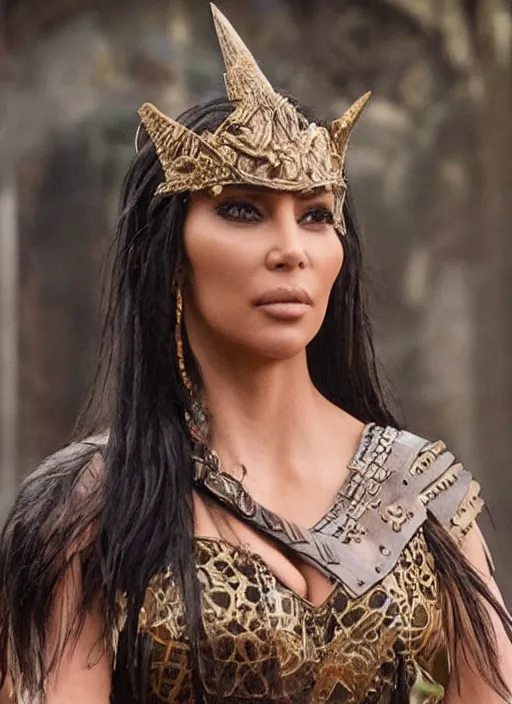 Image similar to movie still of kim kardashian as xena