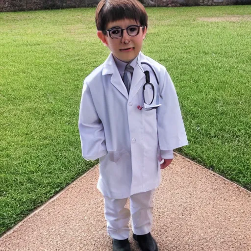 Prompt: full body photo of a little kid as a doctor