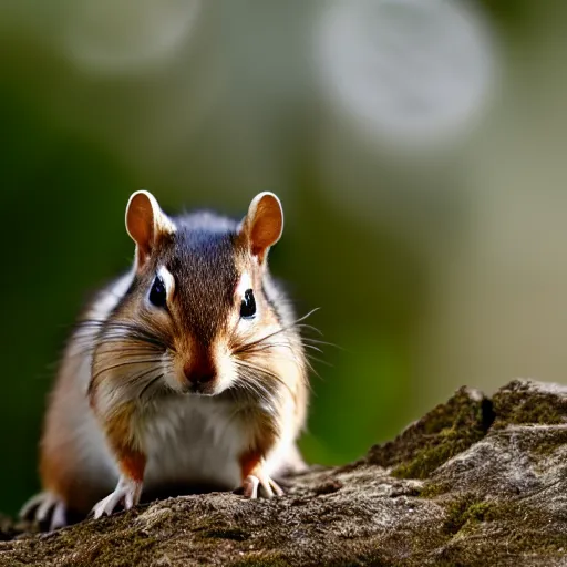 Image similar to hyper realistic photograph of a chipmunk in a business suit, close up shot, 8k,