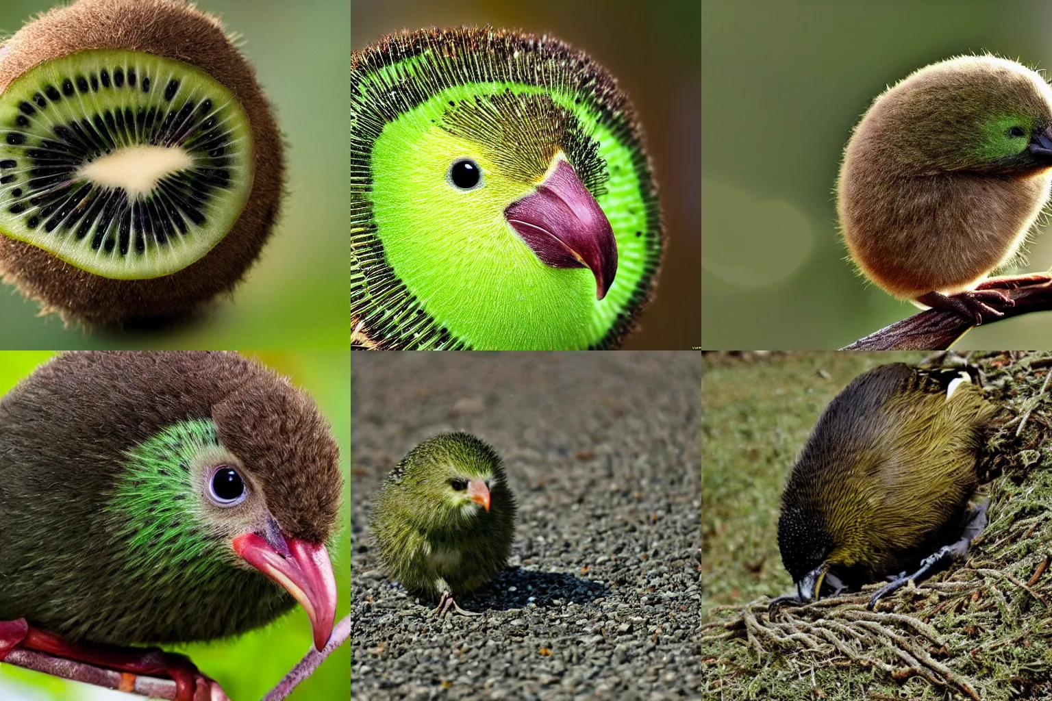 Prompt: kiwi bird that looks like a kiwi fruit photo by suzi eszterhas