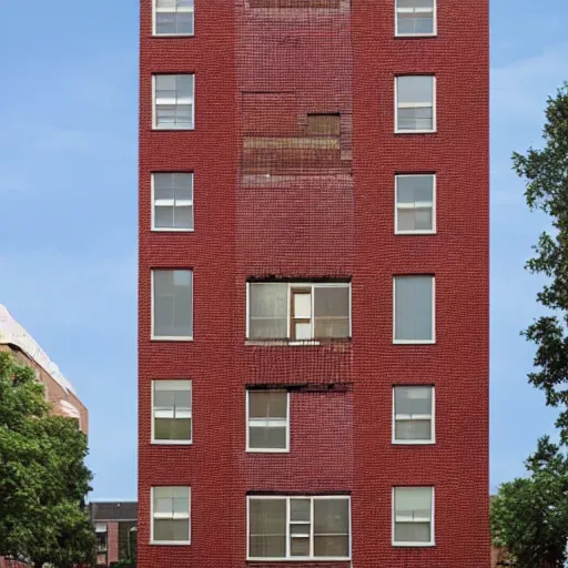 Image similar to a recursively stacked brick building