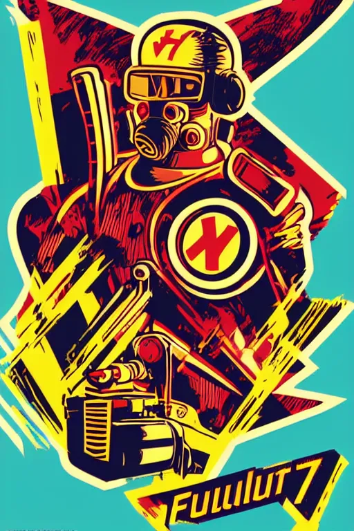 Image similar to fallout 7 6 retro futurist illustration art by butcher billy, sticker, colorful, illustration, highly detailed, simple, smooth and clean vector curves, no jagged lines, vector art, smooth andy warhol style