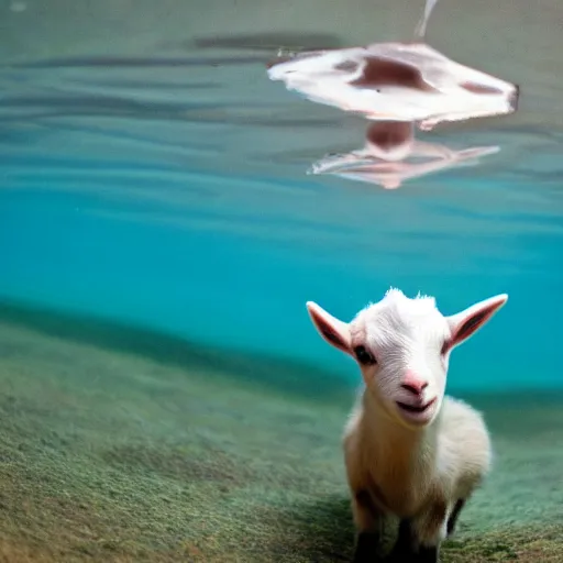 Image similar to underwater shot of a baby goat