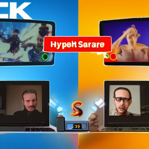 Image similar to skype vs discord epic fight, hyperrealistc, 8k