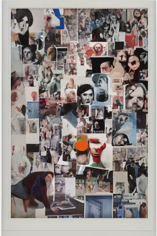 Prompt: nobody want to locked anymore, by richard hamilton and mimmo rotella and violet polsangi, photo realistic, human details, old photo scattered, pop art, incrinate, sharp focus, symmetrical, pararel, justify content center, random content, balance and proportional, cleanest image, white frame border