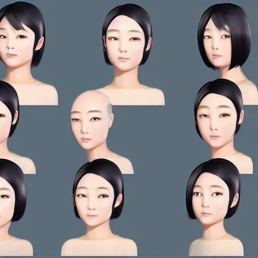 Image similar to portrait bald korean goddess neutral expression face straight on headshot even lighting no hair texture character creator 4