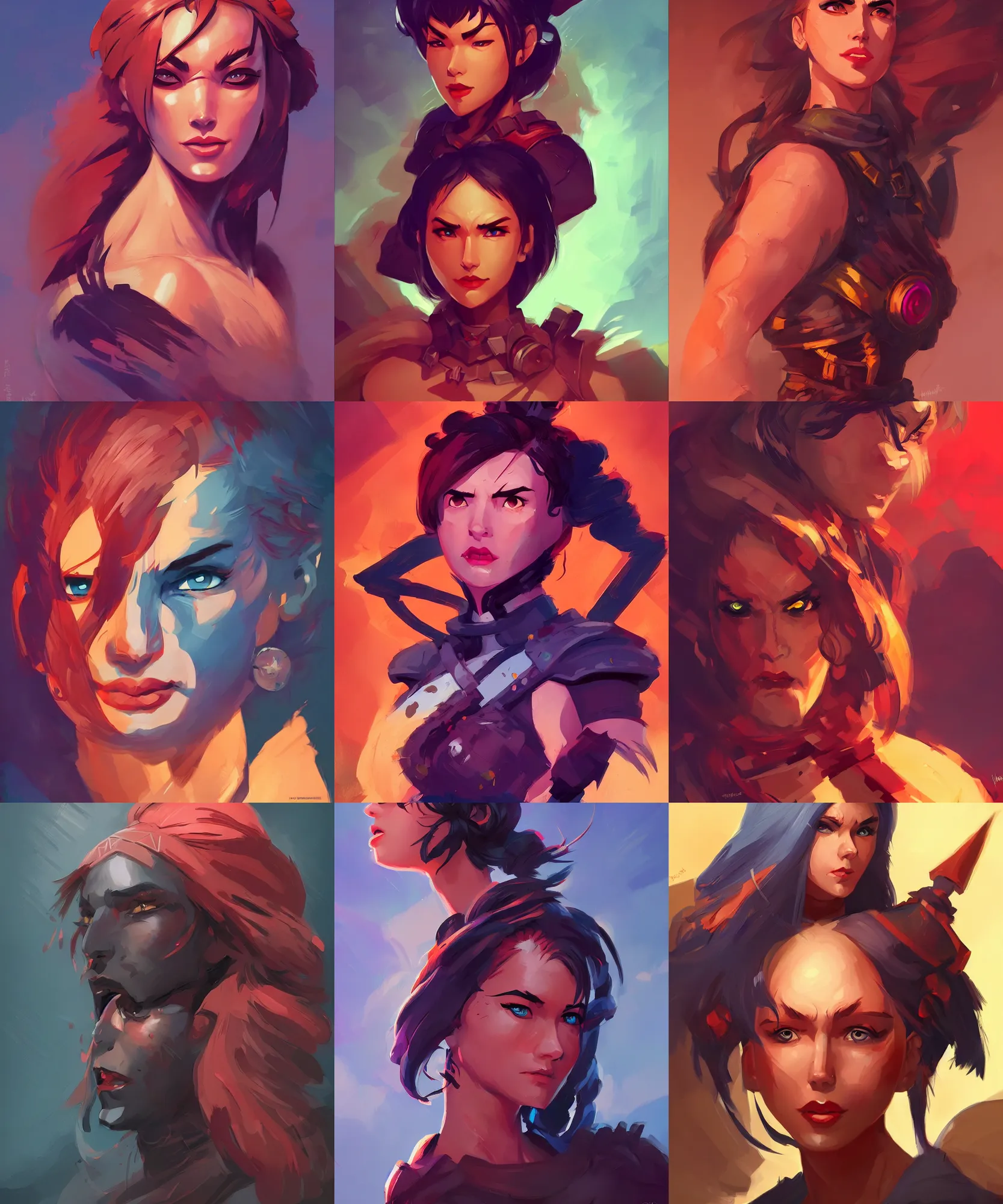Prompt: warrior portrait character design,, vibrant colors and hard shadows and strong rim light, comic cover art, plain background, trending on artstation, in the style of artgerm and charlie bowater and atey ghailan and mike mignola
