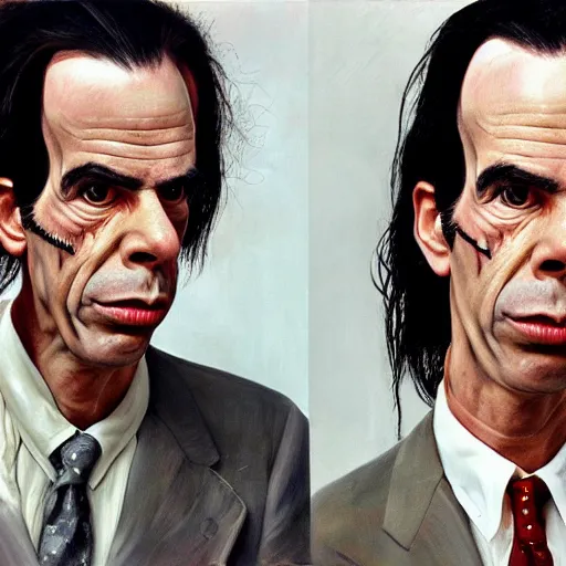 Image similar to high quality high detail painting by lucian freud, hd, sick nick cave