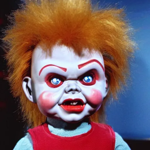 Prompt: Chucky the killer doll from the movie Child's Play in an episode of I love lucy