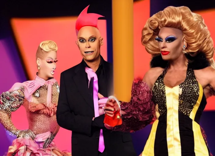 Image similar to broadcast still of jordan peterson in drag as a contestant of ru paul's drag race, 4 k