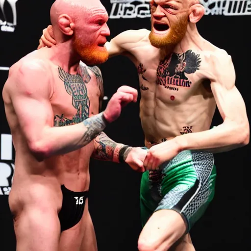 Prompt: gollum smeagol wrestling with conor mcgregor, ultra detailed, ultra realistic