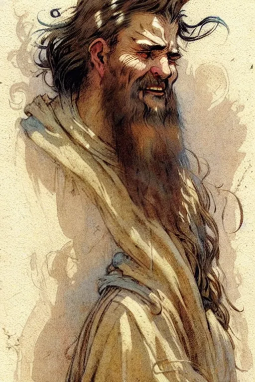Image similar to (((((1950s bible character moses . muted colors.))))) by Jean-Baptiste Monge !!!!!!!!!!!!!!!!!!!!!!!!!!!