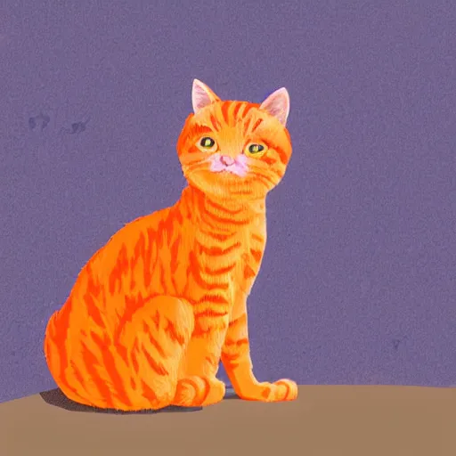 Prompt: A fuzzy orange cat sitting on planet earth, digital painting, highly-detailed, in the style of Studio Ghibli