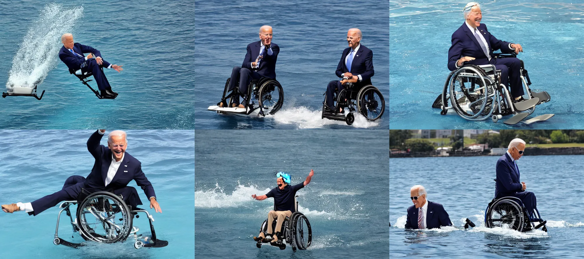 Prompt: joe biden in a wheelchair diving deep sea