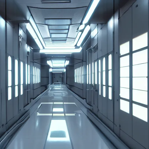 Prompt: futuristic horror science facility corridor, scp, unreal engine 5, rtx, next - gen graphics, secure contain protect, aaa game trailer, cinematic lighting, 3 d render, 4 k 6 0 fps, teaser, cinema 4 d