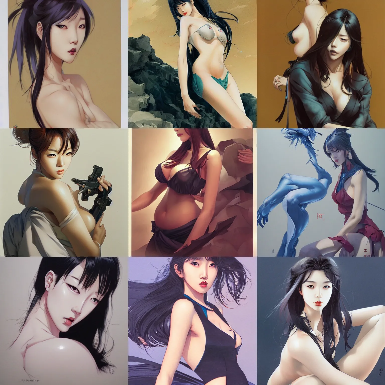 Prompt: lee jin - eun by jesper ejsing, rule of thirds, seductive look, beautiful