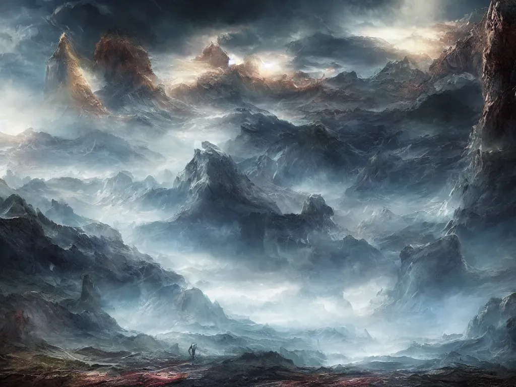 Image similar to A landscape where the future and past collide, epic digital art, grandiose