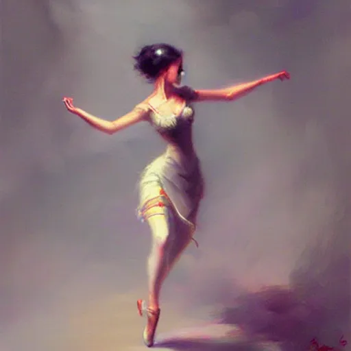 Prompt: a illustration of a beautiful woman dancing by bayard wu